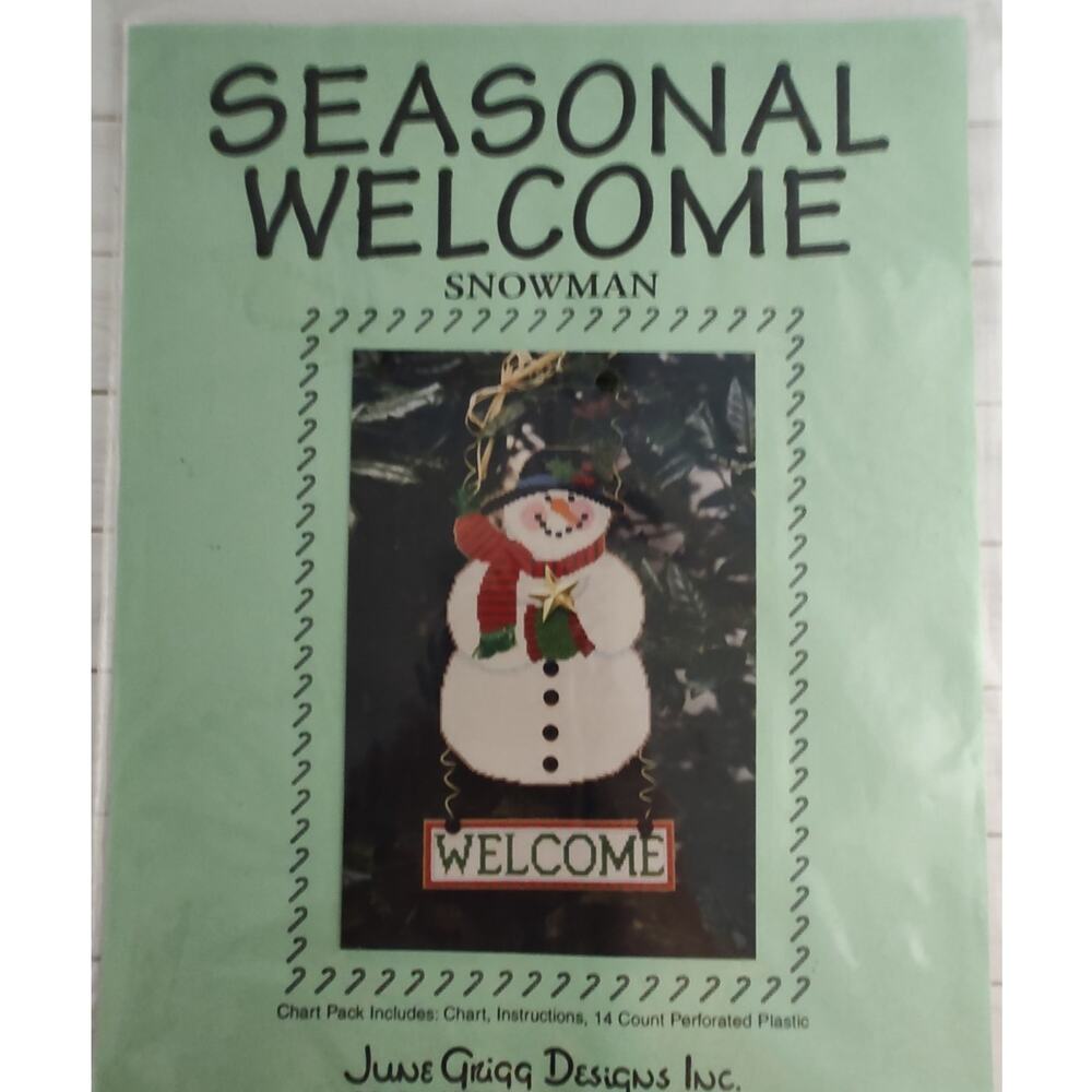 June Grigg Designs Seasonal Welcome Snowman Winter Cross Stitch Pattern